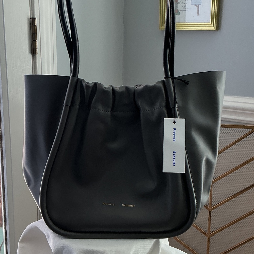 Proenza Schouler Gray Smooth Leather Drawstring Tote